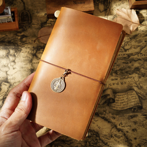 AIGUONIU Funda de Cuaderno de Viaje de Cuero Genuino Hecho a Mano Vintage Cuero de Vaca Tamaño A5 TN Diario Sketchbook Planificador Estilo de Tapa Dura - Product Image 6
