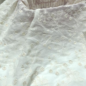 Tela bordada lisa de alta calidad, hilo de algodón, tela bordada Floral <span class=keywords><strong>para</strong></span> mujeres, prendas de verano - Product Image 5
