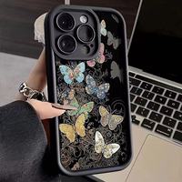 Coque de téléphone portable antichoc en TPU avec motif papillon totem pailleté et protection d'objectif en forme d'échelle pour iPhone 12 13 14 15 16 17 18 Pro Max