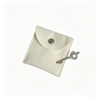 Petite pochette de luxe en velours avec bouton pression, sac d'emballage personnalisé pour bijoux (bracelet, boucles d'oreilles, bague)