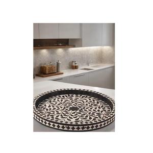 Bandeja Decorativa de Madera con Incrustaciones Hechas a Mano de Alta Calidad para Decoración del Hogar con Acabado Refinado y Atractivo Elegante para Mesa, Diwali - Product Image 1