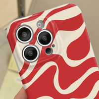 Coque de téléphone portable en PC rigide avec impression photo effet vague rouge et blanc de luxe pour iPhone Xr Xs 11 12 13 14 15 16 17 18 Pro Max
