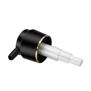 Pompe à lotion ronde en plastique PP <span class=keywords><strong>noir</strong></span> 33/410, distributeur sans air de luxe doré avec fonction anti-déversement et logo personnalisable pour flacons - Product Image 5