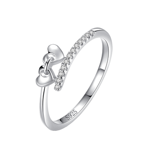 S925 Sterling Silver Gemstone Heart-shaped Ring <b>for</b> Women Classic Wedding & Party Gift with Zircon Rhodium Plated Micro Setting - Product Image 1