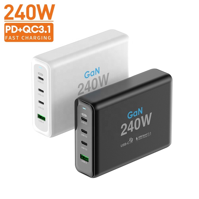 US EU UK Plug Multi-ports USB C PD 240W GaN Charger Desktop Fast Charging Type C Charger Portable Power Station for iPhone
