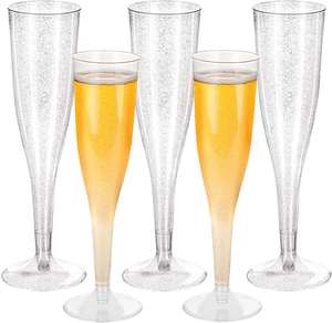 Verre à vin rouge en plastique haut et fin de 6,5 oz avec poudre d'or, verre à cocktail, verre à champagne jetable - Product Image 3