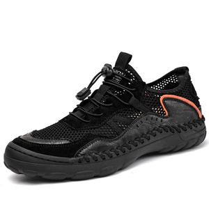 Baskets en maille à lacets respirantes, bout rond, semelle extérieure en caoutchouc, semelle intermédiaire en EVA, toutes saisons, couleur unie, chaussures pour hommes - Product Image 3