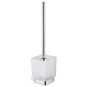 Unique Wall Mounted Bathroom Accessory Chrome Finish Brass Toilet Brush and Holder Set