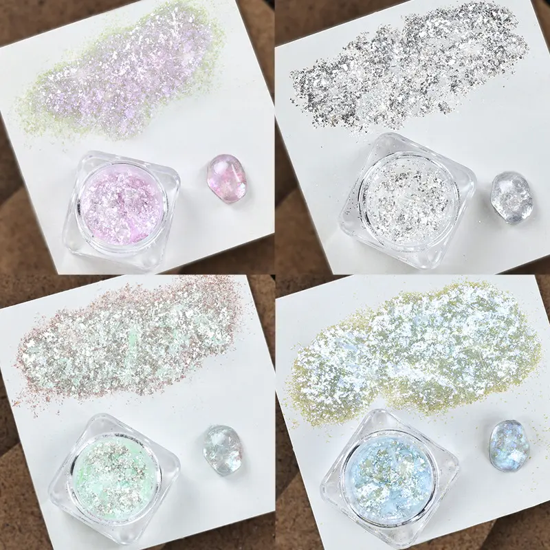 6 colori nuovo Glitter per unghie in polvere di cristallo di diamante in polvere brillante arte per Nail Art DIY paillettes Glitter