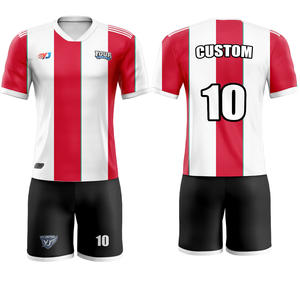 Maglia da <span class=keywords><strong>Calcio</strong></span> Vintage con Bordi a Righe, Collo Tondo, 100% Poliestere, Stampa Completa in Sublimazione, per Campionato Domenicale - Product Image 2