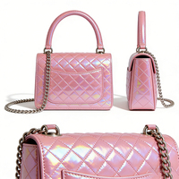 Cuir PU métallisé holographique à motif diamant gaufré pour chaussures de golf d'extérieur, sacs, textiles de maison et accessoires de canapé