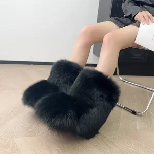 <span class=keywords><strong>Bottes</strong></span> d'hiver élégantes et confortables pour femmes, <span class=keywords><strong>bottes</strong></span> en fourrure véritable de luxe, doublure en polyester, semelle épaisse antidérapante, <span class=keywords><strong>bottes</strong></span> mi-mollet, couleurs unies - Product Image 3