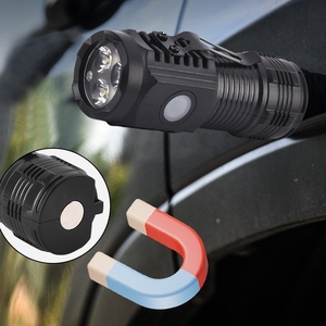 3 LED nhựa chói đèn pin siêu sáng mini xách tay đèn pin ngoài trời đa chức năng Torch với clip nam châm - Product Image 4