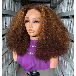 全密度生越南处女人发13*4蕾丝正面假发供应商超级双拉精灵卷曲蕾丝正面假发 - Product Image 2