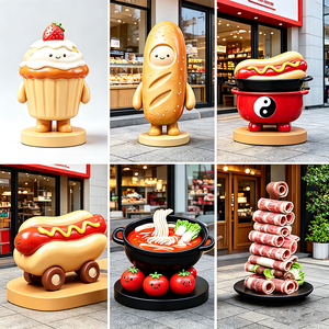 Escultura de Comida Gigante de Fibra de Vidrio FRP F181, Estatua de Perrito Caliente Individual, Impermeable, Anti-UV, para Exteriores, Personalizable - Product Image 4