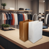 Sac en papier kraft biodégradable écologique personnalisé avec ruban et poignée plate pour bougies, impression numérique avec laminage