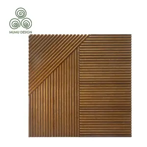 MUMU 3D Luxury French Production Straight Groove Decorative Easy Install Flexible Sales Centre Isolation Wood Wall Board Panel