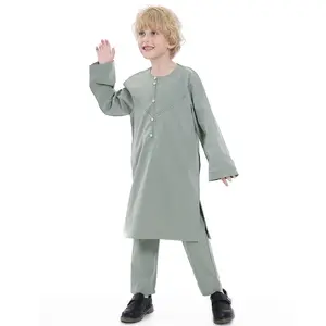 Abaya muslim dresses kaftan blouse tunic and pants set boys muslim children