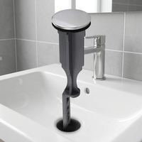 Bouchon de vidange escamotable pour lavabo de salle de bain, design push-pop, chromé, 36x132mm, antirouille, garantie 1 an