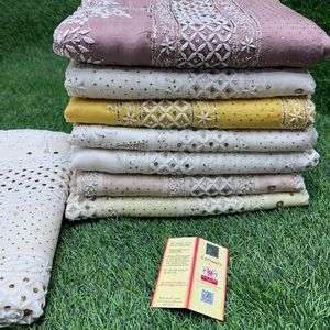 Fancy Embroidery Soft pure <b>organza</b> <b>silk</b> Saree with blouse chikan Hand Embroidered Saree wholesale price - Product Image 6