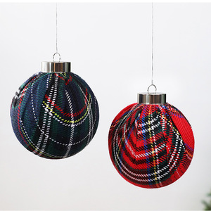 Set Bola Natal Berlapis Kain Plaid Grosir, Plastik Berlapis Elektro, Bentuk Khusus, Hiasan Gantung Pohon Natal yang Dicat - Product Image 6