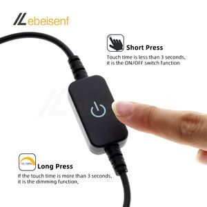 6A发光二极管调光器USB 5v触摸感应开关10-100% 开/关可调光黑色或白色塑料外壳无焊接USB公母插座 - Product Image 3