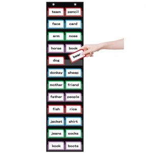 12-Pocket Clear Hanging Pocket Chart with Sturdy Reusable Design for School Home or Office Use and Fit for Sentence <b>Strips</b> - Product Image 1
