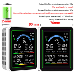 <span class=keywords><strong>Monitor</strong></span> Kualitas Udara Digital 10-in-1 untuk Penggunaan di Rumah/Kantor/Bengkel, Mengukur PM2.5, PM10, CO2, AQI, <span class=keywords><strong>TVOC</strong></span> - Product Image 3
