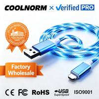 Cable de Carga Rápida con Luz Fluorescente, Cable de Datos de Aleación de Aluminio, Cable USB de Carga Rápida con Efecto Luminoso, Compatible con Uso en Automóviles, de Fábrica