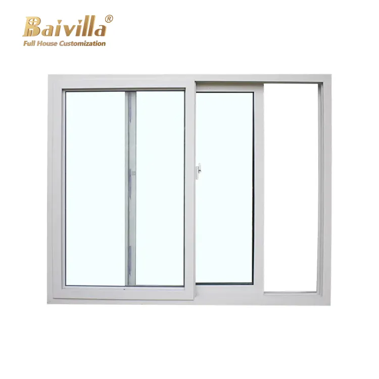 Baivilla produk baru isolasi suara pvc 2 panel aluminium casement jendela pvc jendela upvc dengan subsills