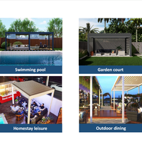 Pergola motorisée électrique en aluminium avec toit à lames orientables intelligentes, imperméable, pour extérieur, gazebo, patio, pavillon avec éclairage LED