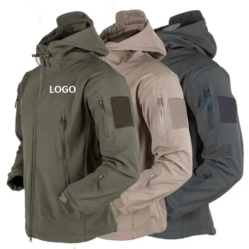 Wholesale Outdoor Custom Logo Clothing Hood Winter Windbreaker Coat Fashion Camo Windproof Softshell Mens Jacket Waterproof