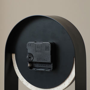 Florenco Tischuhr im Nordischen Design aus Travertin, Runde Uhr für Sanfte Wohn- und Bürodekoration mit Metallrahmen für Schreibtischdekorationen - Product Image 5