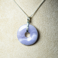 Pendentif en perles de forme donut en agate bleue de qualité supérieure, calcédoine, quartz, 30 mm, pour collier, fabrication chinoise, approvisionnement stable.