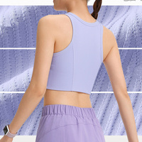 Soutien-gorge de sport de qualité supérieure à maintien élevé pour femme, débardeur de yoga côtelé OEM, coupe courte, extensible dans quatre directions