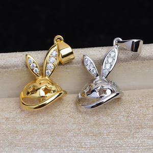 Collier pendentif oreilles de lapin en argent DIY du zodiaque chinois, support vide avec 5350 perles, nouveau, accessoire 10-12 - Product Image 2