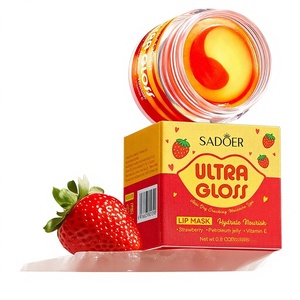 Baume à lèvres SADOER <span class=keywords><strong>Fraise</strong></span> hydratant, nourrissant et brillant, masque à lèvres bicolore, hydratant à la vitamine E - Product Image 1