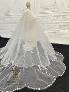 QUEENSGOWN élégant <span class=keywords><strong>voile</strong></span> de mariée perle <span class=keywords><strong>petite</strong></span> fleur avec <span class=keywords><strong>voile</strong></span> de mariée perle pour accessoire de robe de mariée - Product Image 6