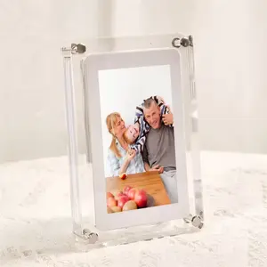 Most popular 5 inch transparent acrylic crystal advertising player digital photo frame motion video IPS LCD