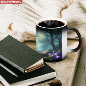 Frosted Black Ceramic Magic Mug 11oz Color Changing Heat Sensitive Drinking Cup For <b>Study</b> Room <b>Desk</b> - Product Image 3