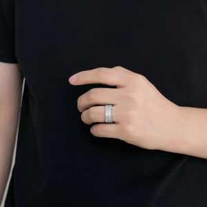 Hip-hop Men's and Women's Double-row T-square Zircon Open <b>Ring</b> Popular Hip-hop <b>Ring</b> - Product Image 4
