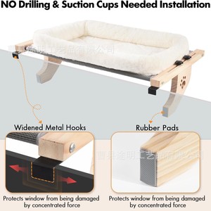 Solid Wood Cat Hammock 27.5 In X 15 In Window Sill <b>Bed</b> For Cats Pet Furniture - Product Image 3