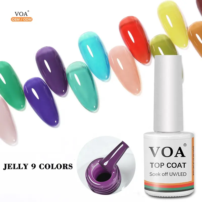 Aosmei 9 couleurs de vernis à ongles en gel transparent translucide UV Ice Jelly Color Gel Vernis à ongles en gel avec affichage de nuancier en acrylique