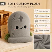 Peluche de Halloween en forme de pierre tombale, personnalisée, en polyester doux, pour décoration de fêtes, faible MOQ, service OEM ODM