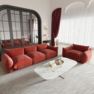 Canapé familial moderne en velours rouge Voxhome pour salon, 1, <span class=keywords><strong>2</strong></span>, 3, 4, 7 places, ensemble de canapés au sol, livraison directe - Product Image 1