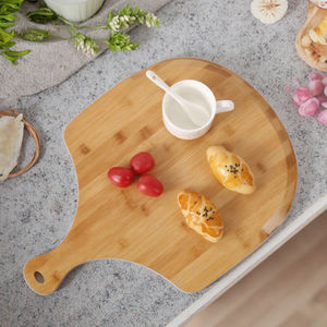 Ownswing ถาดเสิร์ฟพิซซ่าทรงสี่เหลี่ยม12นิ้วพร้อมด้ามไม้ไผ่เกรดอาหารเขียงไม้พายดีไซน์ธรรมชาติที่ทันสมัย - Product Image 3