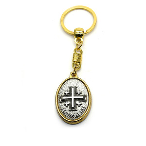 Llavero con Cruz de Jerusalén, Colgante de Metal Dorado de Aleación de Zinc, Joyería de Regalo Portátil, Recuerdo de Viaje - Product Image 5