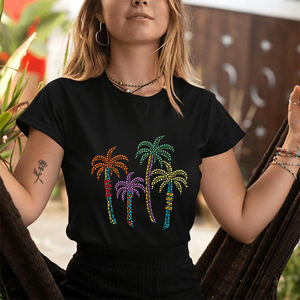 Diseño de Transferencia Térmica con Pedrería Personalizada, Motivo de Palmera para Camisetas, Decoración Brillante para Vacaciones de Verano - Product Image 4