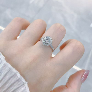 <span class=keywords><strong>Anillo</strong></span> de Diamantes Cultivados en Laboratorio con Flor Exquisita Romántica Star River, Platino PT950, <span class=keywords><strong>Anillo</strong></span> de Compromiso y Boda para Mujer, Joyería Fina, Alianza Nupcial - Product Image 4