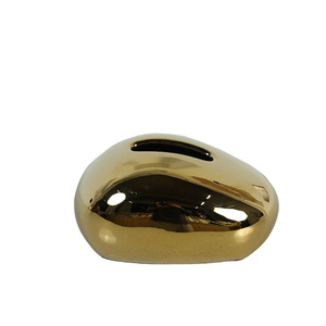 Boîte à mouchoirs et porte-serviettes en céramique or et argent, <span class=keywords><strong>design</strong></span> moderne et épuré, pour la décoration de la table basse du salon ou du bureau - Product Image 5
